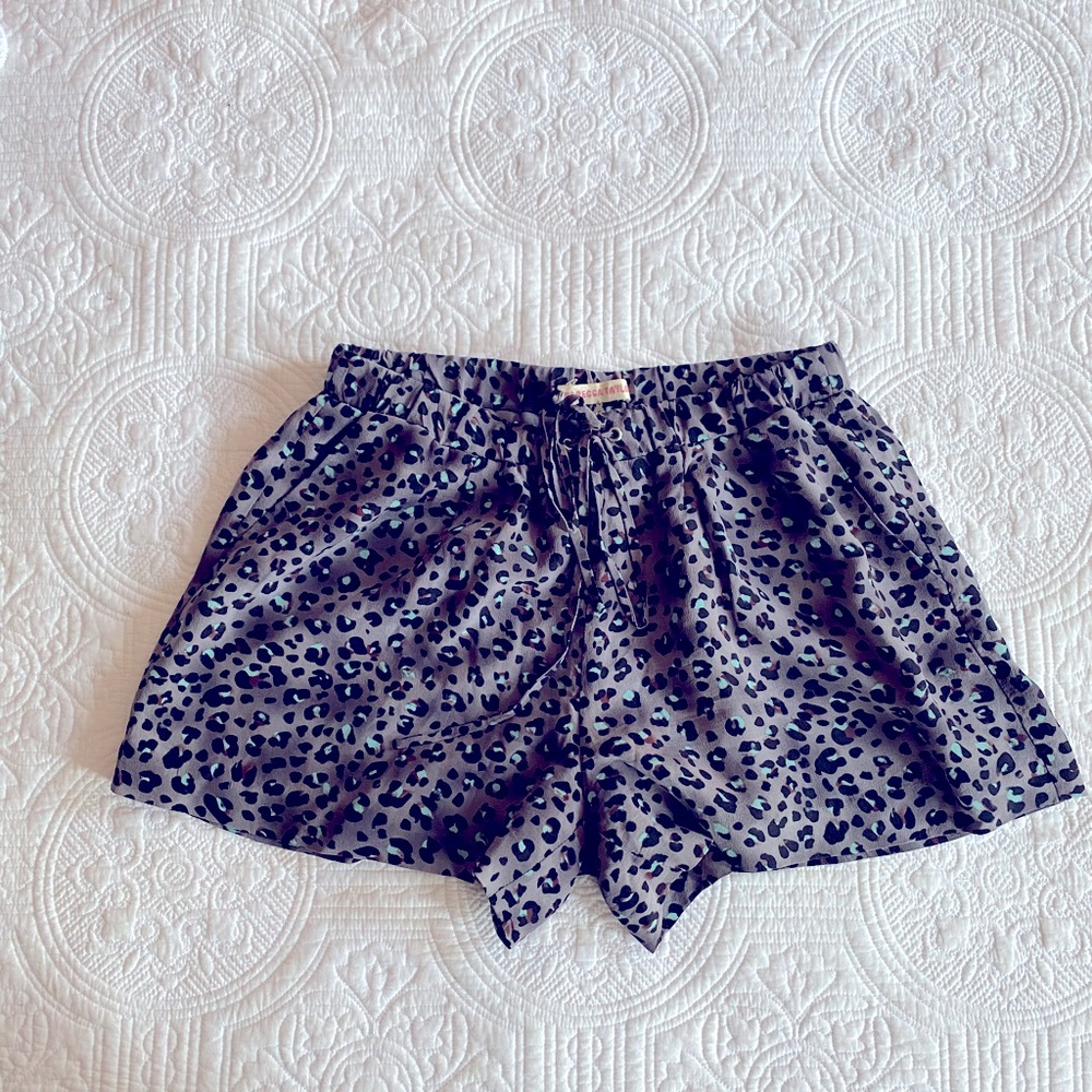 Silk Leopard Print Shorts